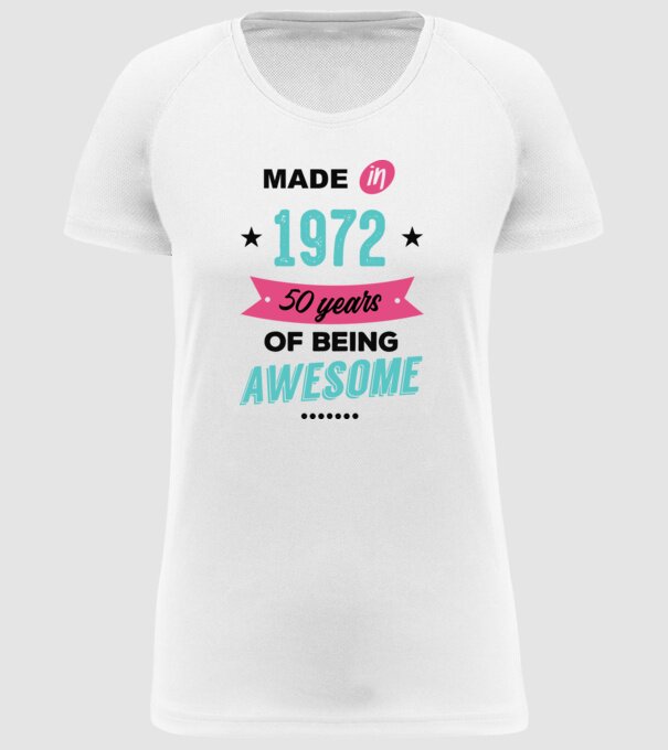 MADE in 1972 model alb pe tricou