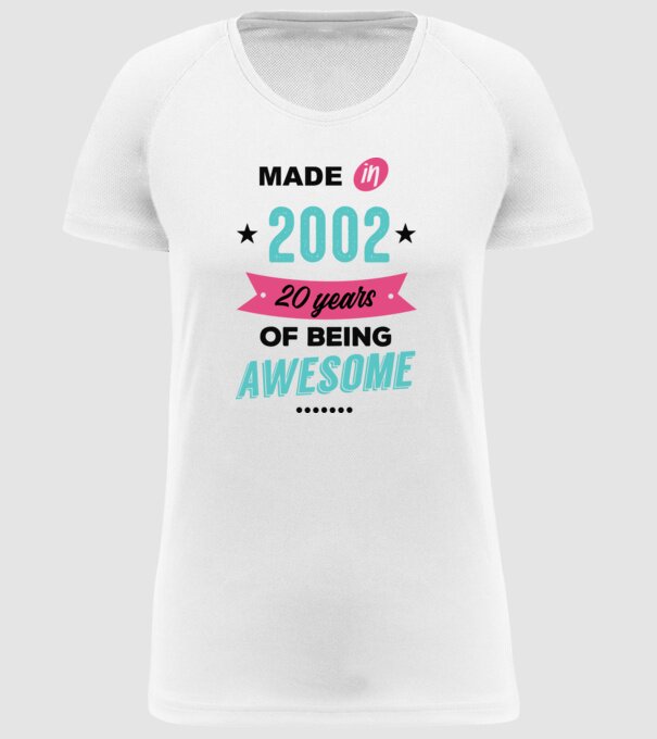 MADE in 2002 model alb pe tricou