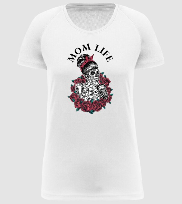 MOMLIFE model alb pe tricou