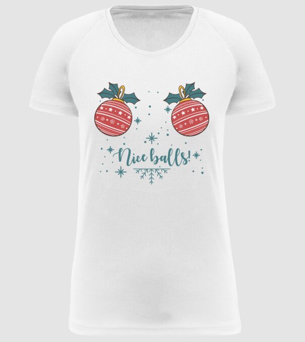 Nice Balls model alb pe tricou