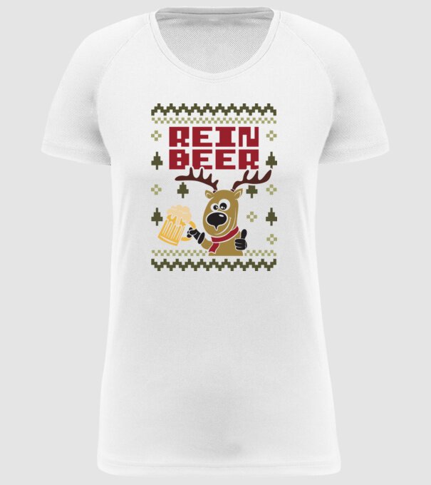 Reinbeer ugly sweater model alb pe tricou
