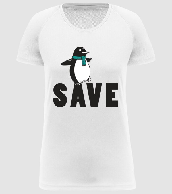 Save penguin model alb pe tricou