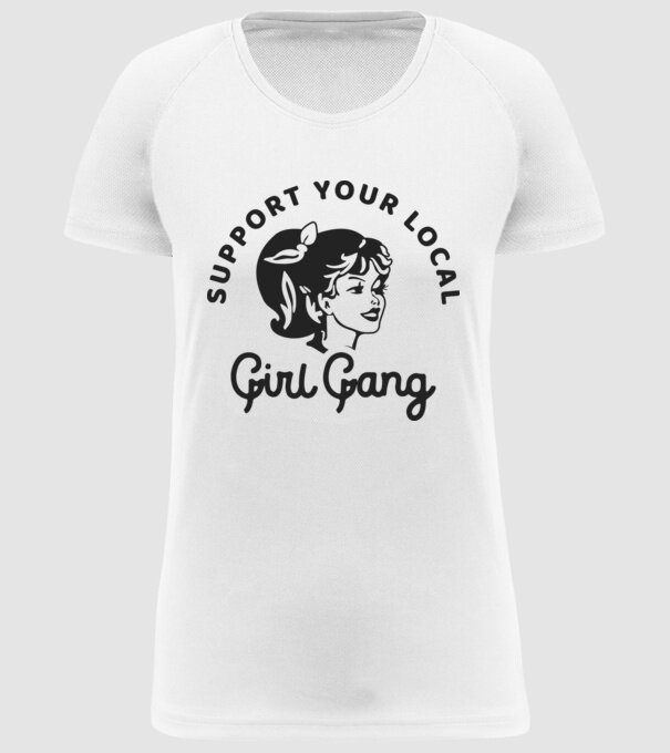 Support your local girl gang pe fond alb -01 model alb pe tricou