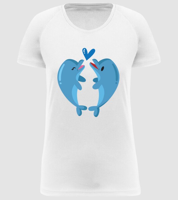 DELFINI ÎNDRĂGOSTIȚI model alb pe tricou