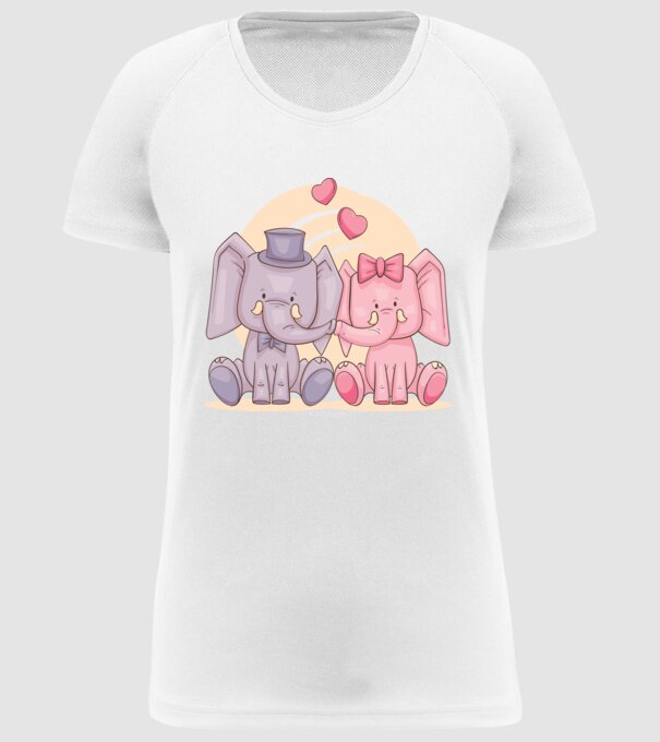 ELEFANȚI ÎNDRĂGOSTIȚI model alb pe tricou