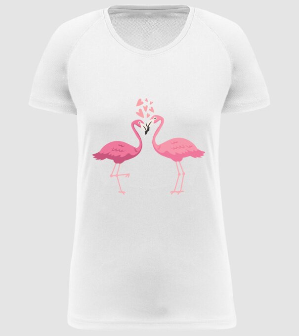 FLAMINGO ÎNDRĂGOSTIȚI model alb pe tricou