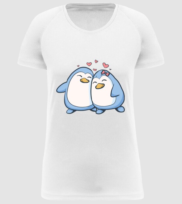 PINGUIN ÎNDRĂGOSTIT model alb pe tricou