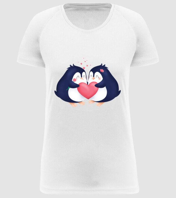 PINGUIN ÎNDRĂGOSTIT model alb pe tricou