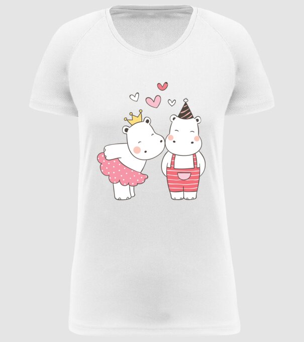 HIPOPOTAMI ÎNDRĂGOSTIȚI model alb pe tricou