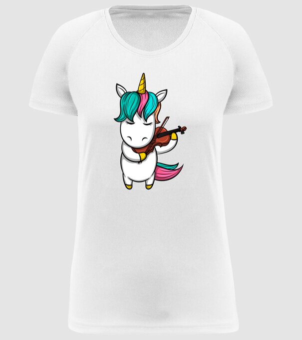 Unicorn Violin model alb pe tricou