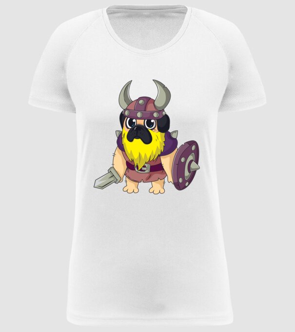Mops Viking model alb pe tricou