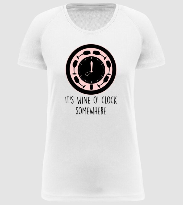 Wine o clock model alb pe tricou