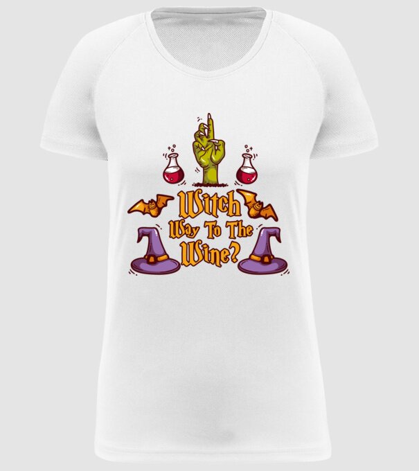 Witch way to the wine model alb pe tricou