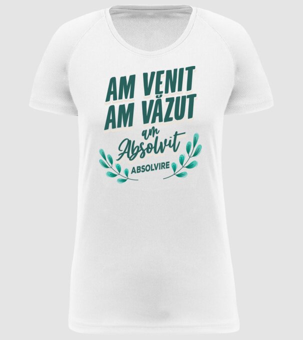 Absolvire model alb pe tricou