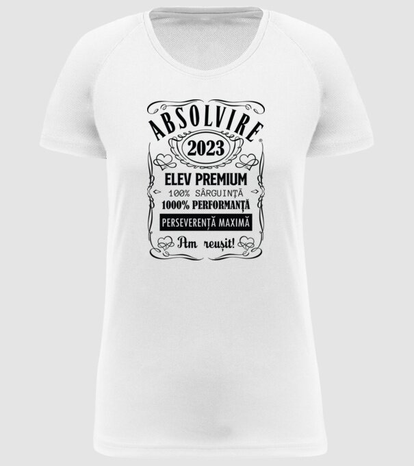 Absolvire Premium model alb pe tricou