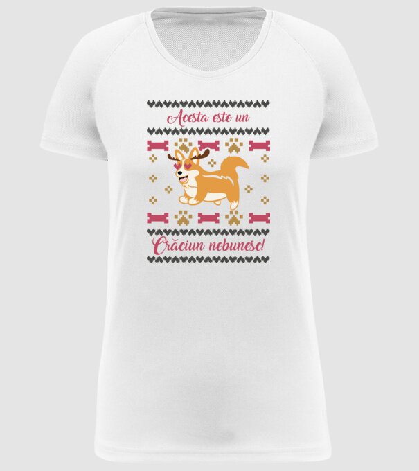 acesta este un Crăciun nebunesc model alb pe tricou