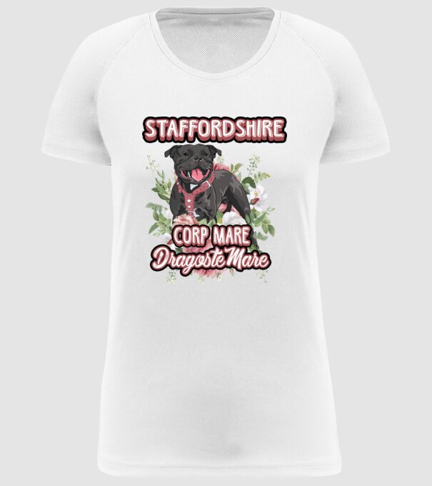 american staffordshire terrier - corp mare, dragoste mare model alb pe tricou