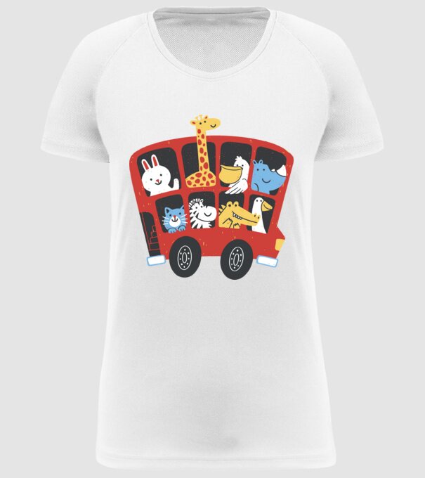Autobuze model alb pe tricou