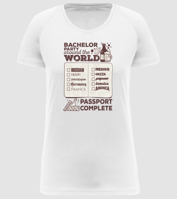 Bachelor Party World tour model alb pe tricou