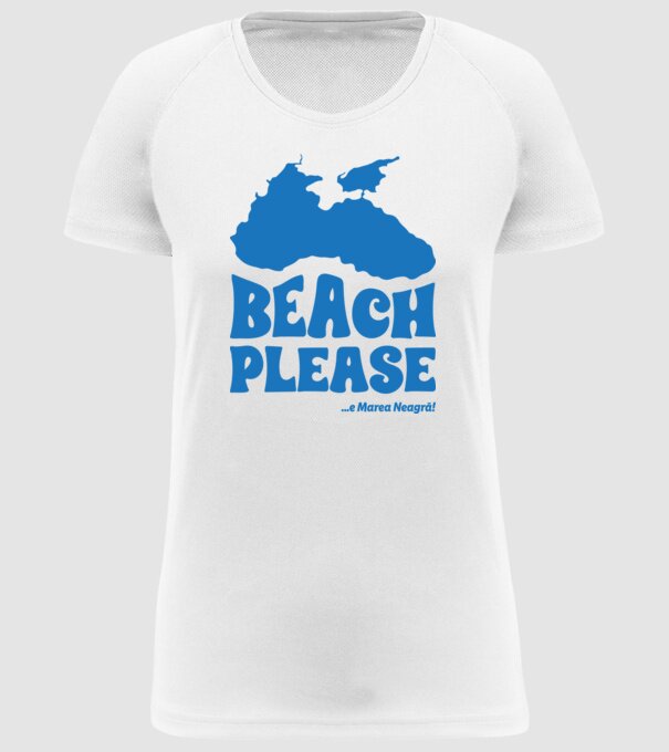 Beach please, e Marea Neagră! model alb pe tricou
