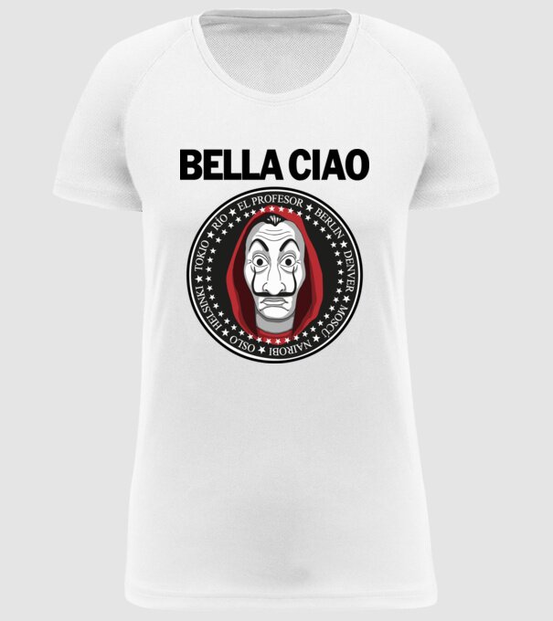 bella ciao stroke model alb pe tricou
