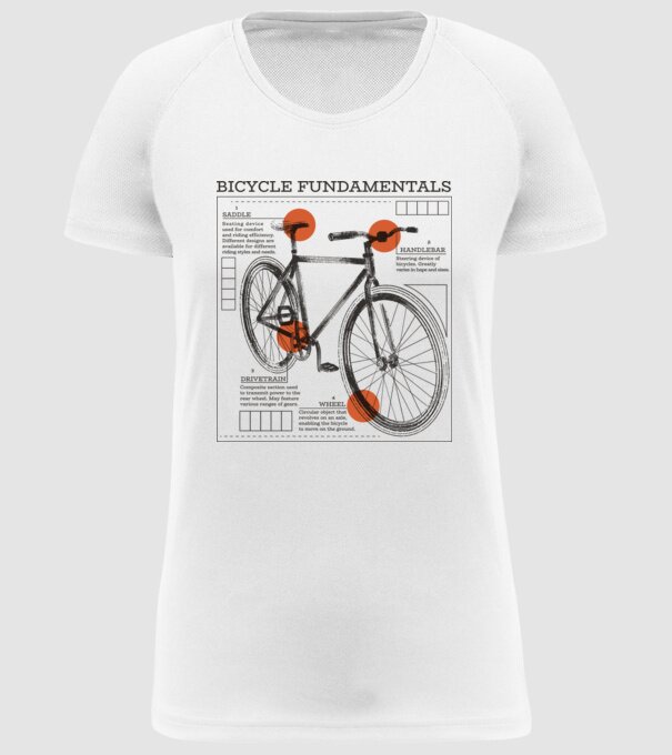 Bicycle fundamentals model alb pe tricou