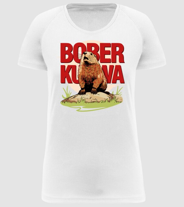 BOBER model alb pe tricou