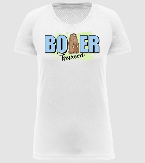 Bober Kurwa model alb pe tricou