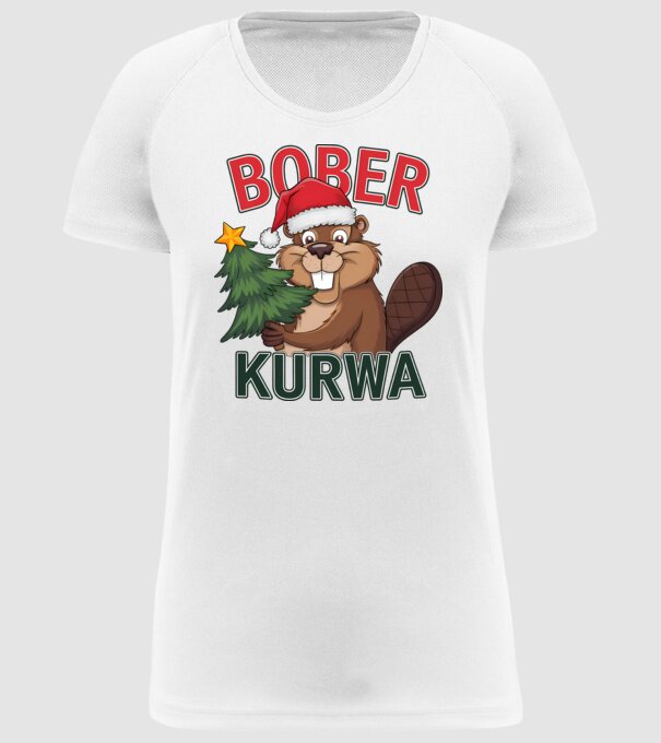 Bober kurwa Christmas model alb pe tricou