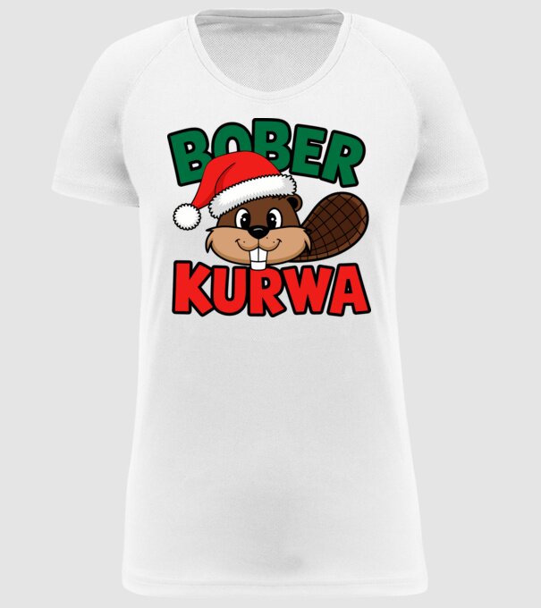 Bober kurwa xmas model alb pe tricou
