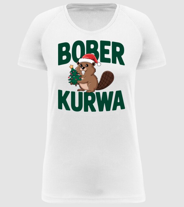 Bober kurwa xmas model alb pe tricou