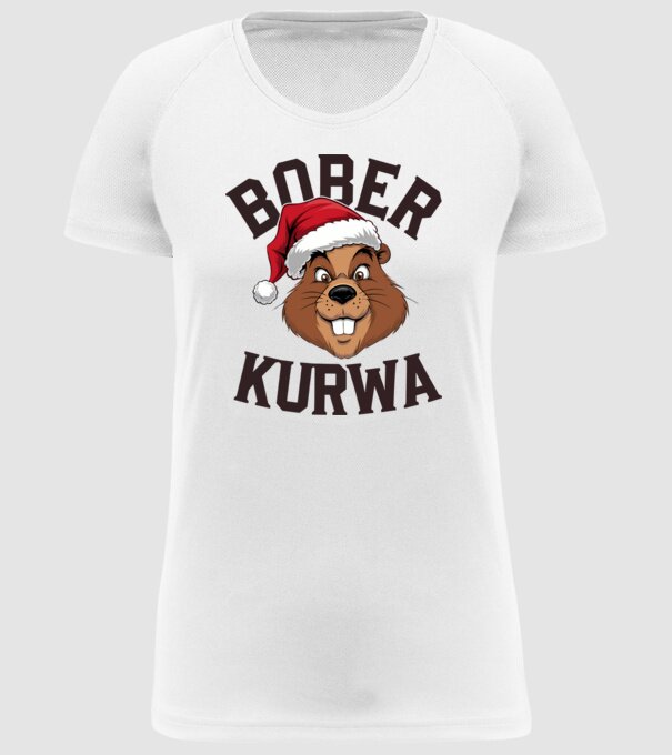 Bober kurwa xmas model alb pe tricou