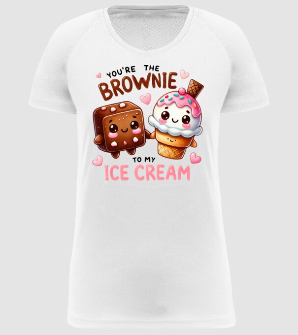 Brownie to my Ice Cream model alb pe tricou