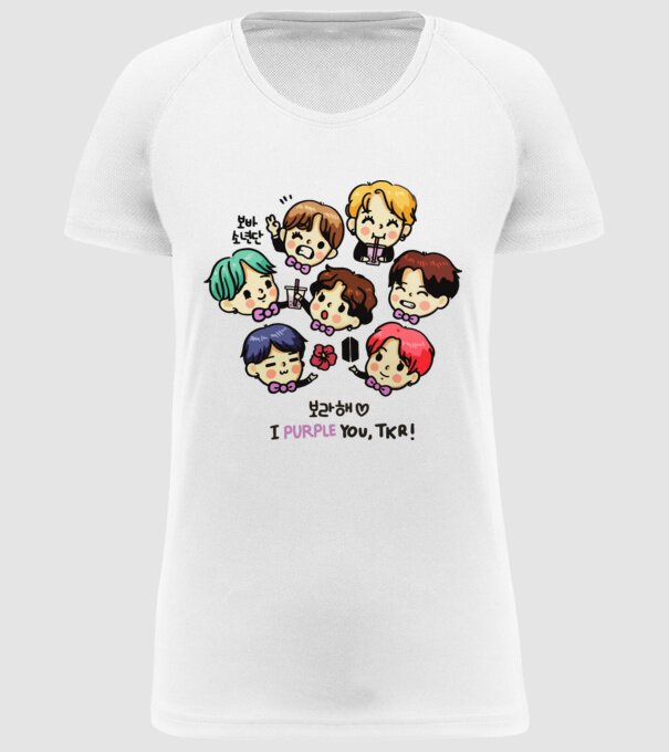 BTS chibi model alb pe tricou