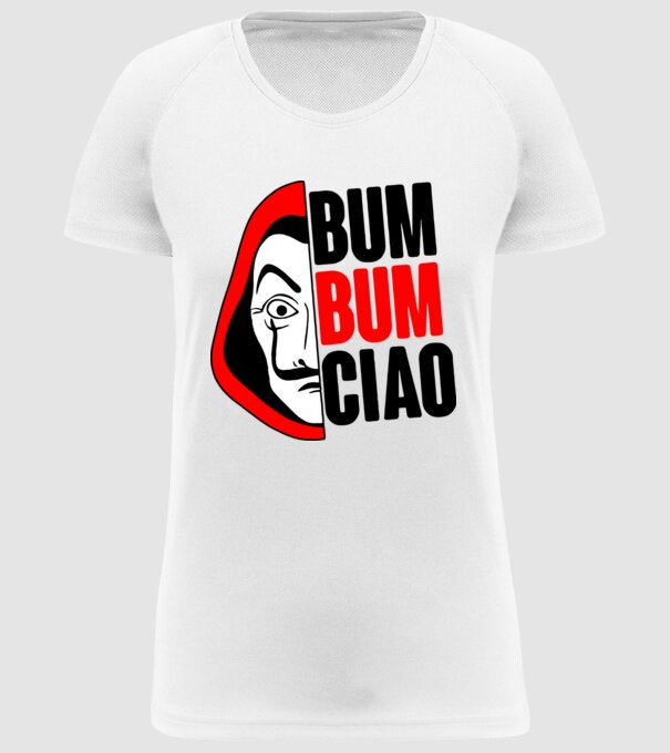 bumbum ciao money heist model alb pe tricou
