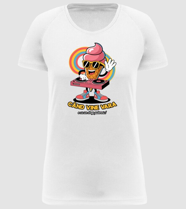 Când vine vara, e ca un drop puternic! model alb pe tricou