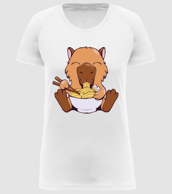 Capibară Ramen model alb pe tricou