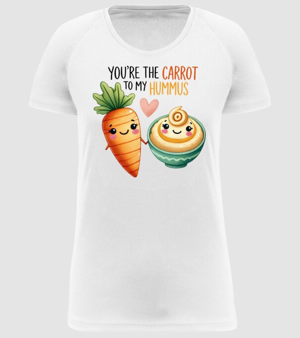 Carrot to my Hummus model alb pe tricou