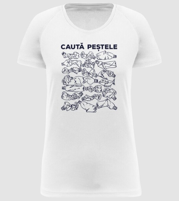 Caută peștele model alb pe tricou