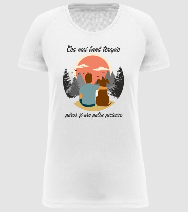 cea mai bună terapie - păros și are patru picioare model alb pe tricou