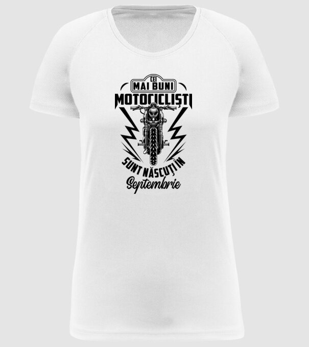 Cei mai buni motocicliști sunt născuți în Septembrie model alb pe tricou