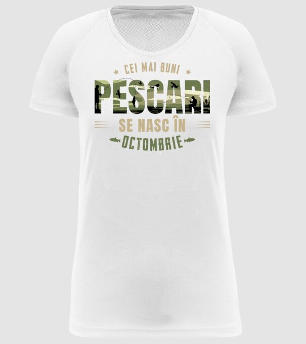Cei mai buni pescari se nasc în octombrie model alb pe tricou