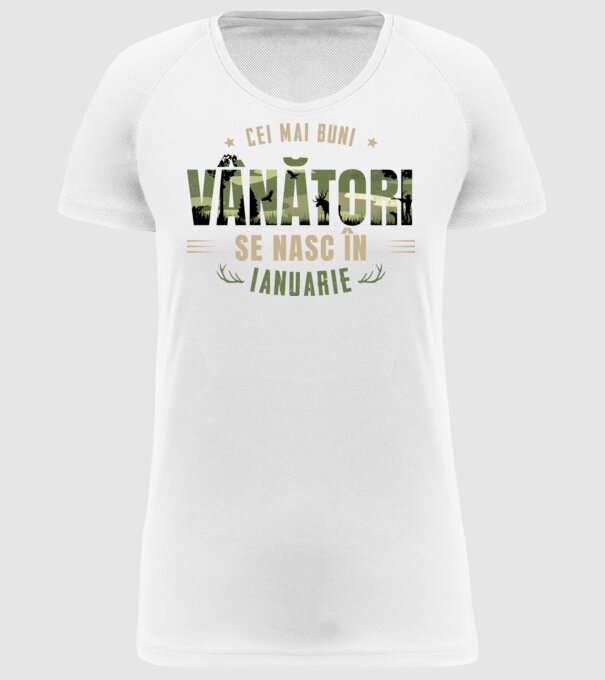 Cei mai buni vânători se nasc în ianuarie model alb pe tricou