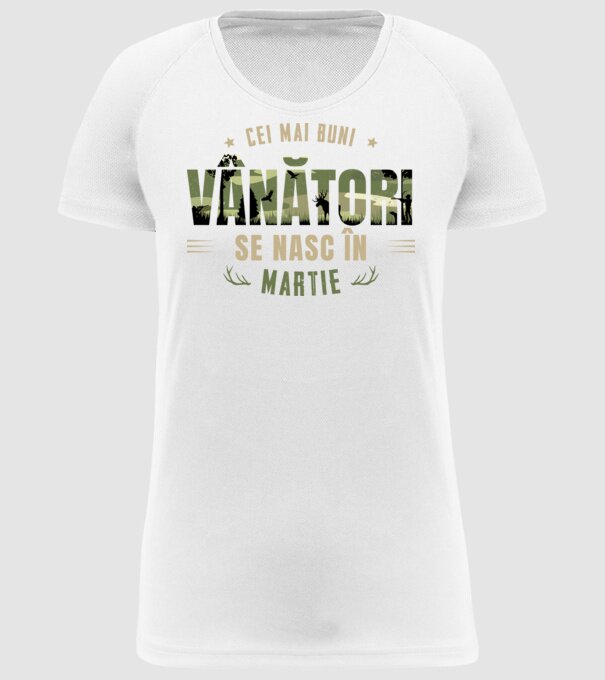 Cei mai buni vânători se nasc în martie model alb pe tricou