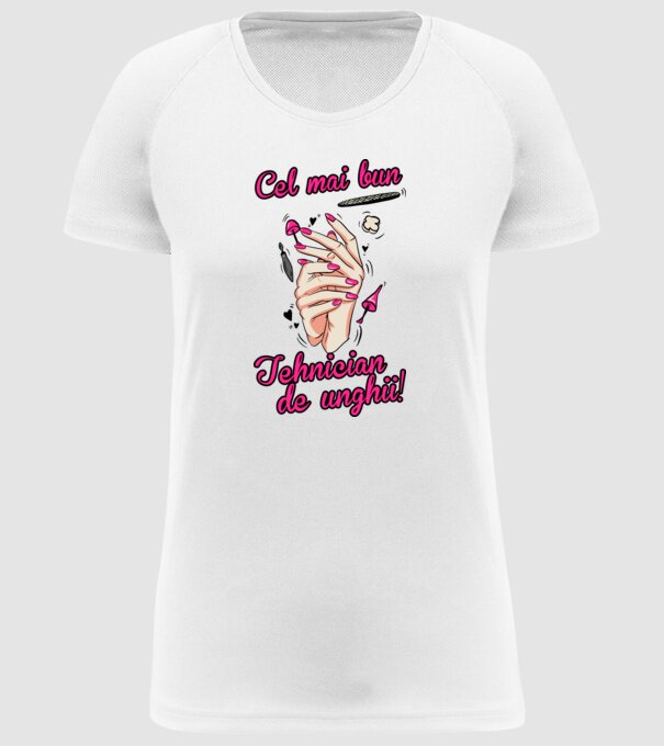 Cel mai bun tehnician de unghii model alb pe tricou