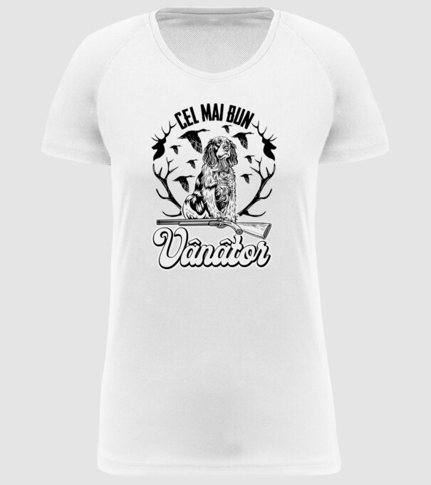 Cel mai bun vânător model alb pe tricou