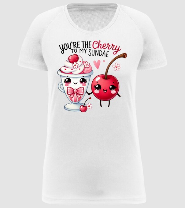 Cherry to my Sunday model alb pe tricou
