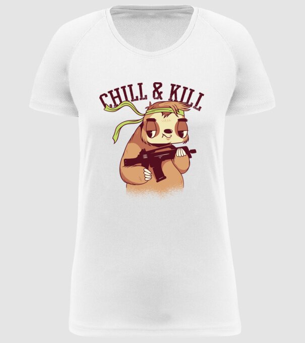 chill and kill model alb pe tricou