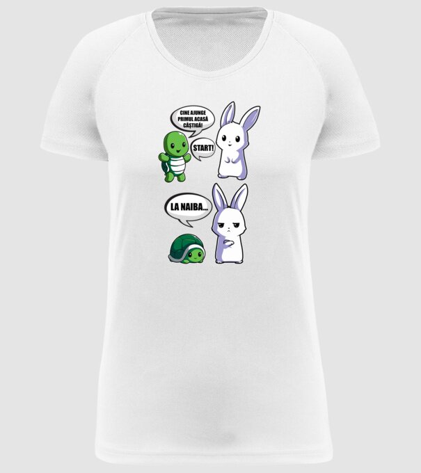 cine ajunge primul acasă câștigă! - start! - la naiba... model alb pe tricou