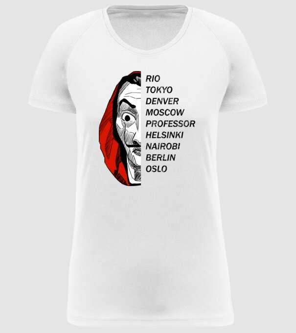 classic logo money heist white model alb pe tricou